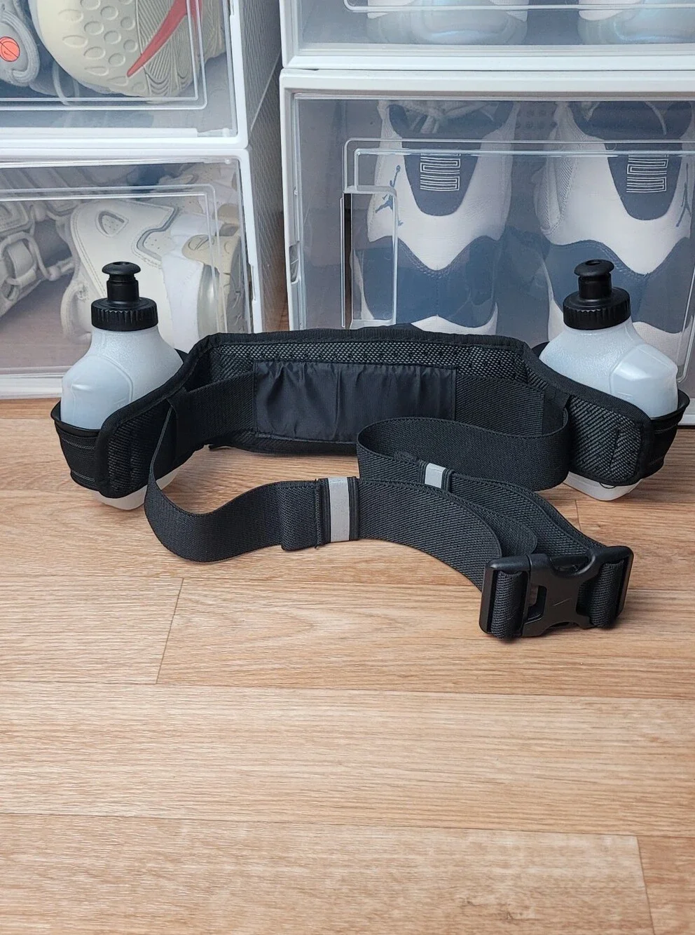 Nike Running Waist Pack Belt Black Lightweight Double Bottle Hydration